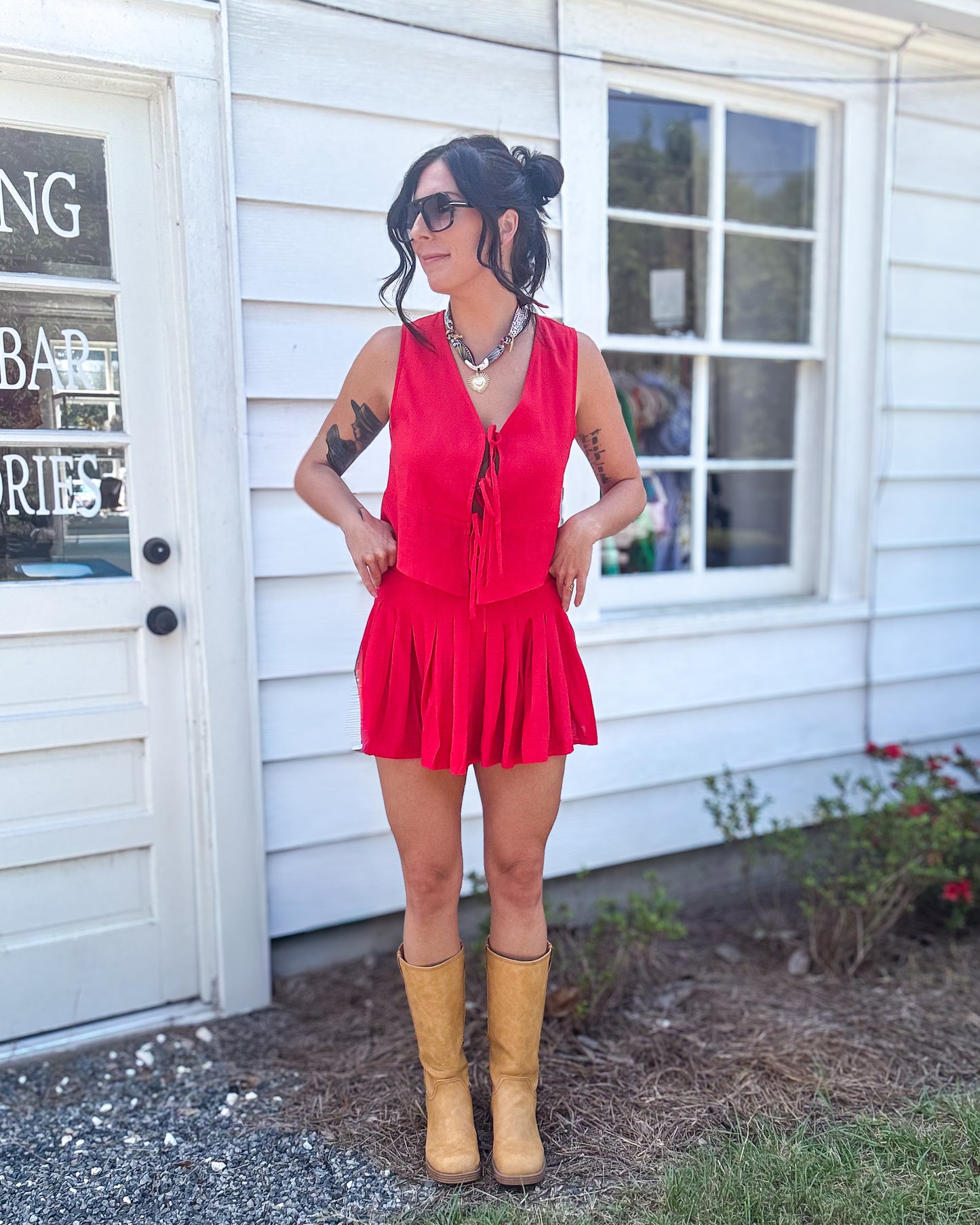 *FINAL SALE* Scarlet Red Pleated Skirt