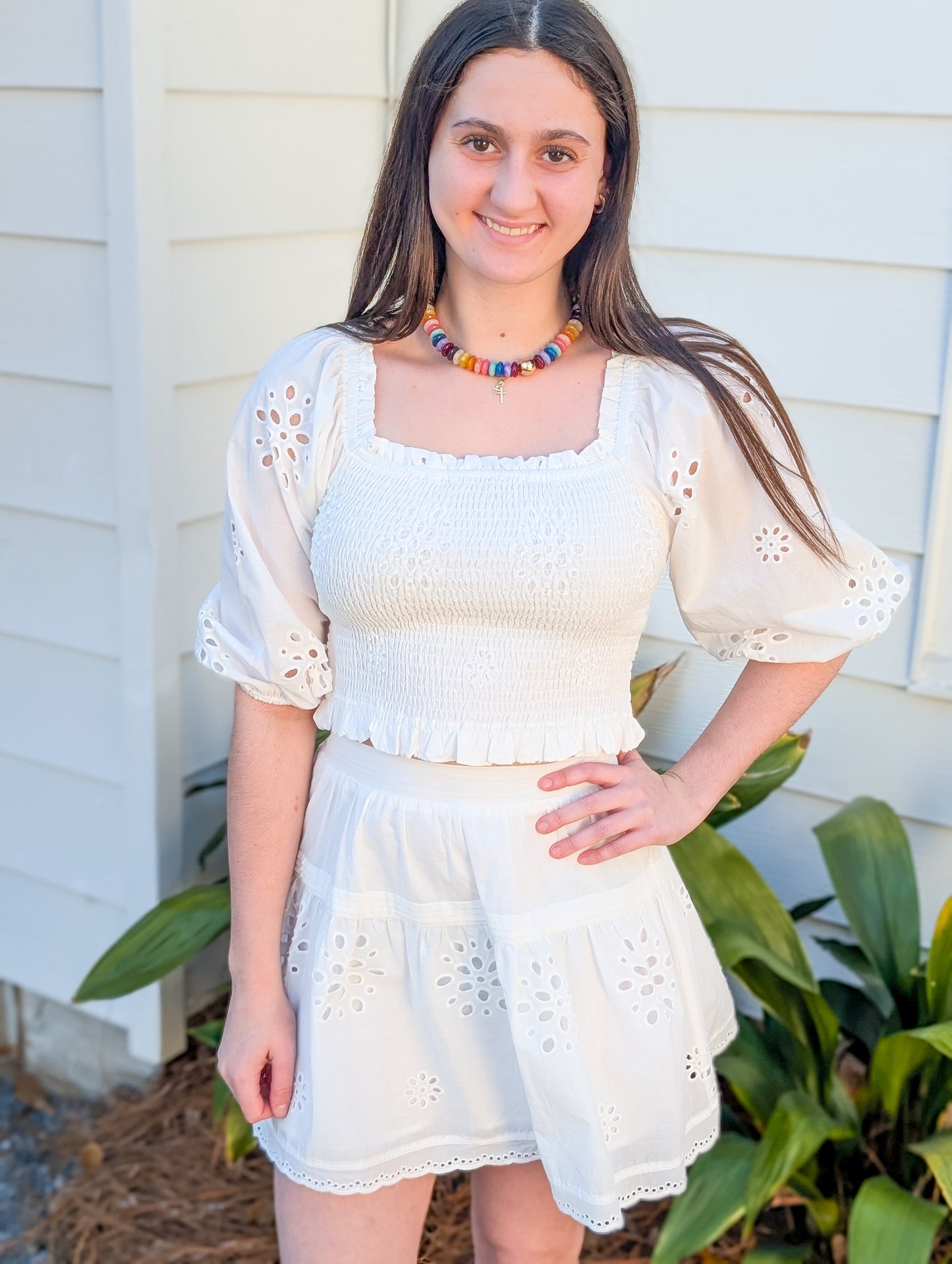 Scrunched Bohemian Flower Midi Skirt