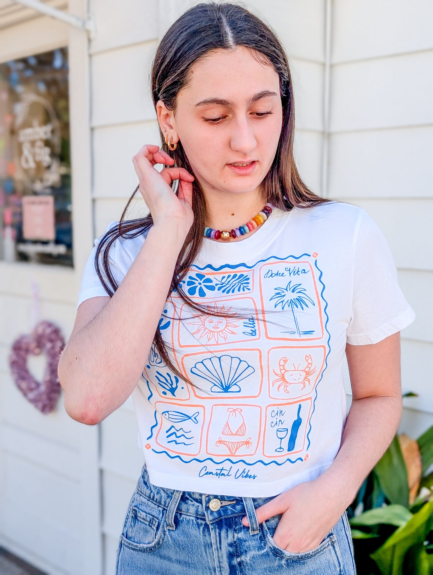 Coastal Vibes Graphic Crop Top