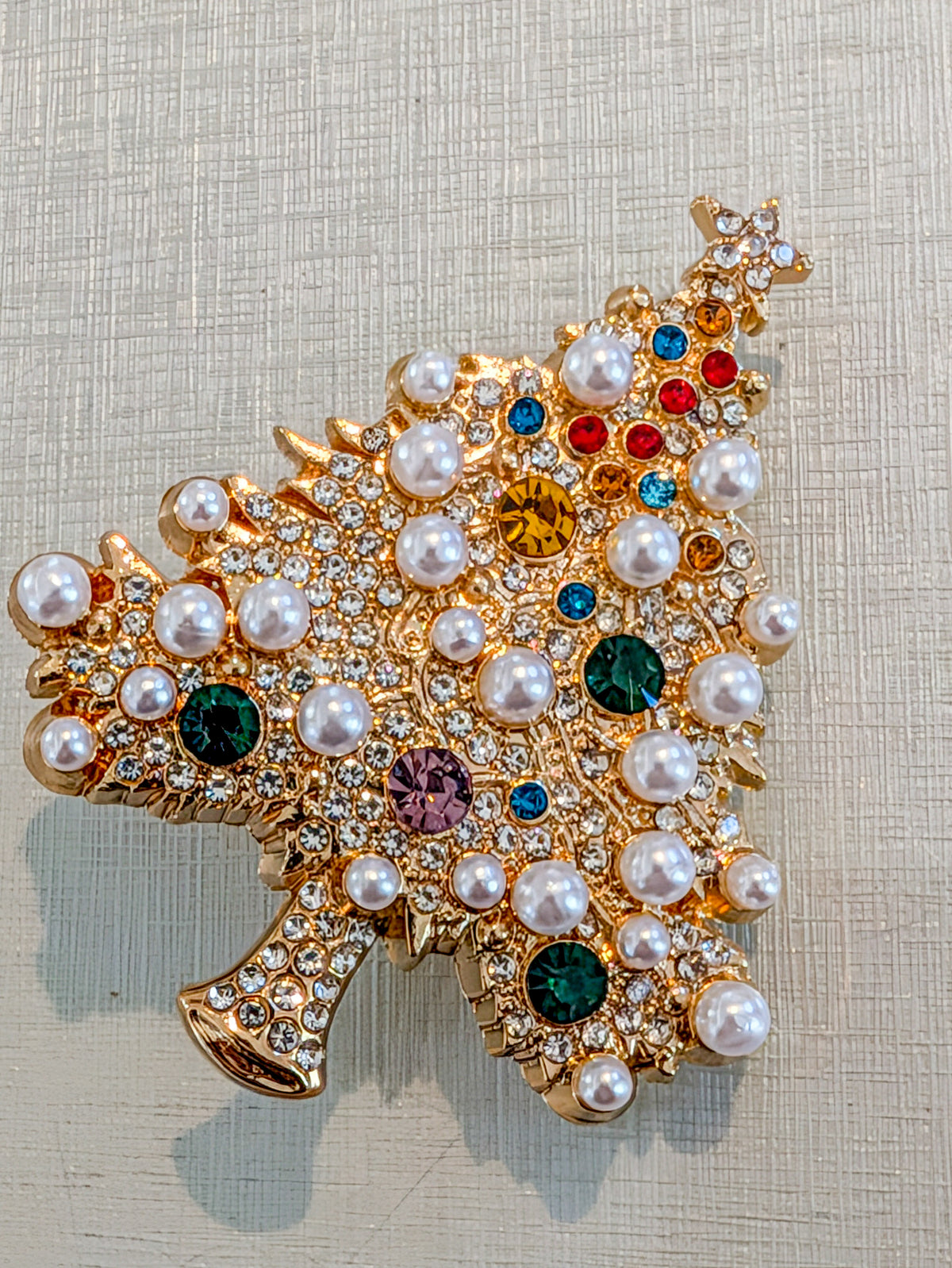 Gold Multi Christmas Tree Brooch