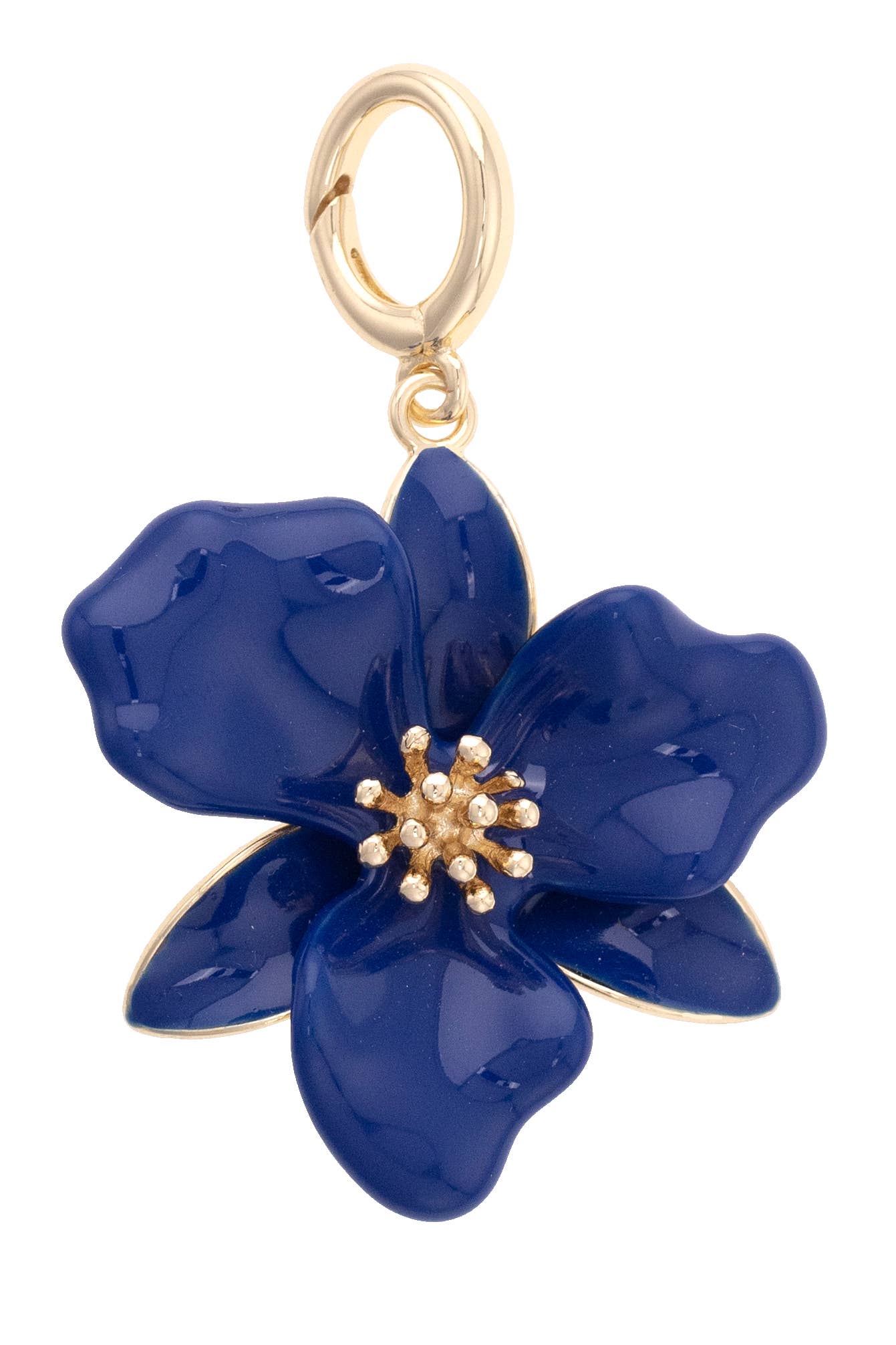 Flower Enamel Pendant Charm in Navy