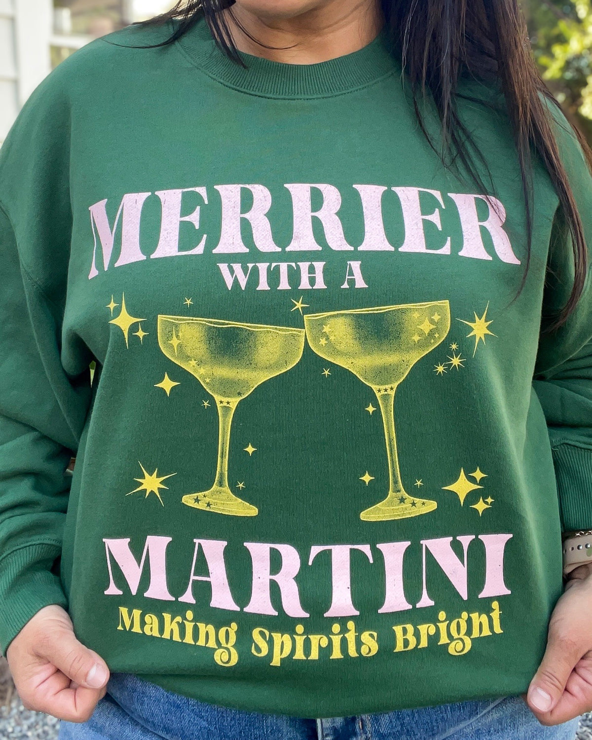 “Merrier With A Martini” Graphic Sweatshirt