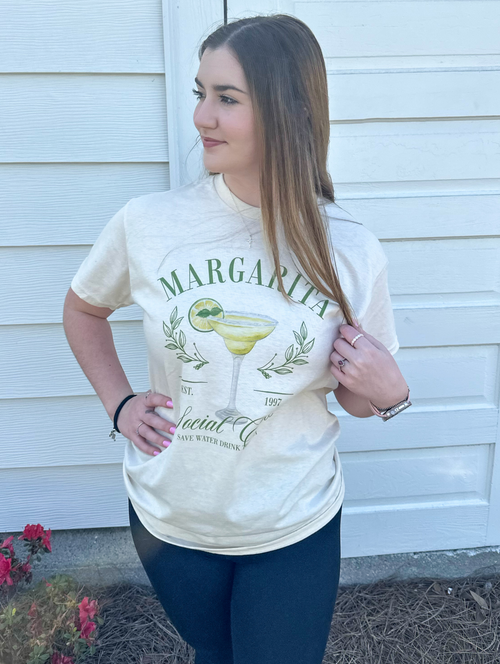 Cream margarita graphic tee shirt