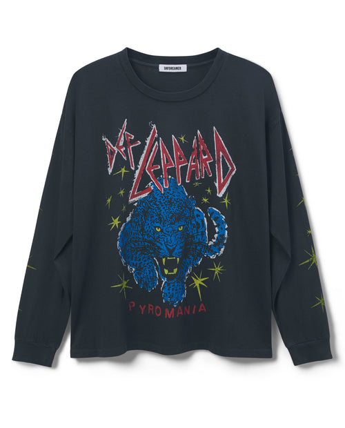 Long Sleeved Charcoal Def Leppard Graphic Tee 
