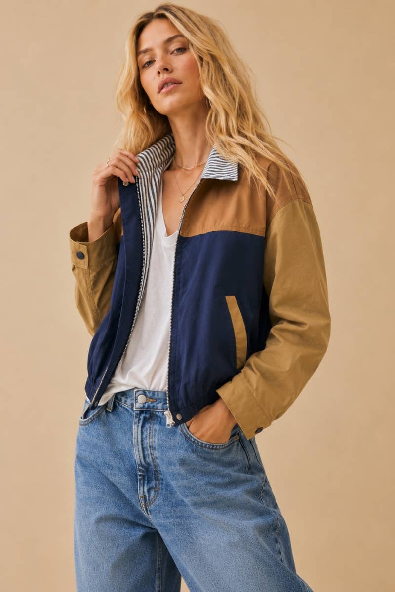 The Coastal Colorblock Bomber Jacket