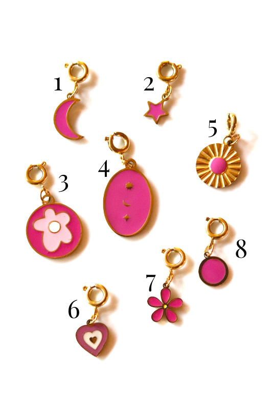 Stainless Steel Gold Plated Pink Collection Charms