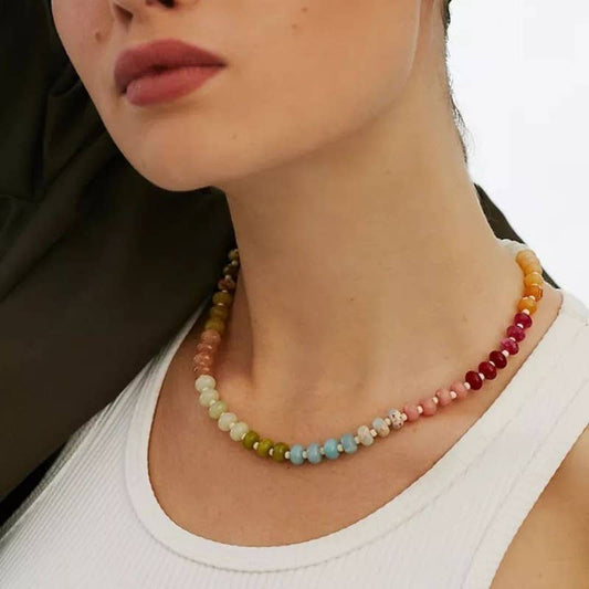 Natural Stone Semi-Precious Glass Mixed Necklace | 40NK9694