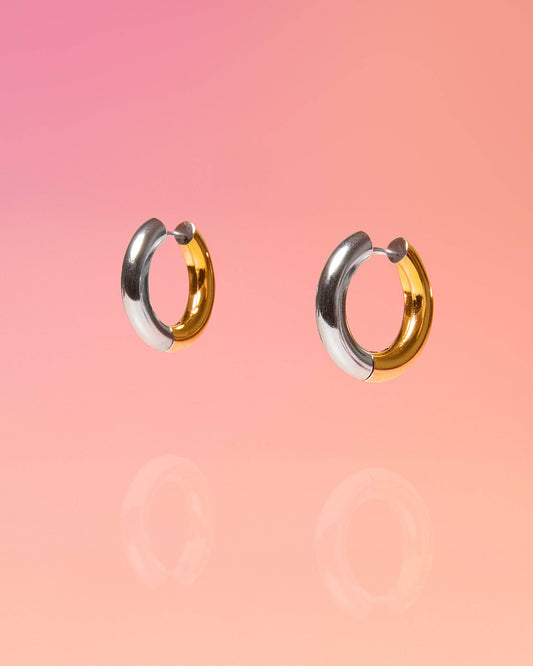 Two Tone Gold And Silver Hoop Earring