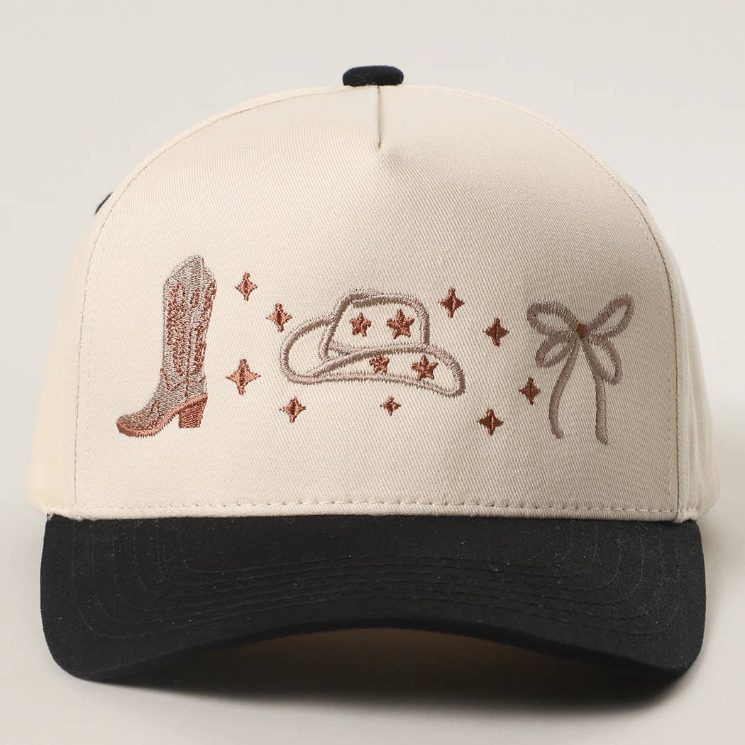 Coquette Western Embroidery Two-Tone Trucker Hat