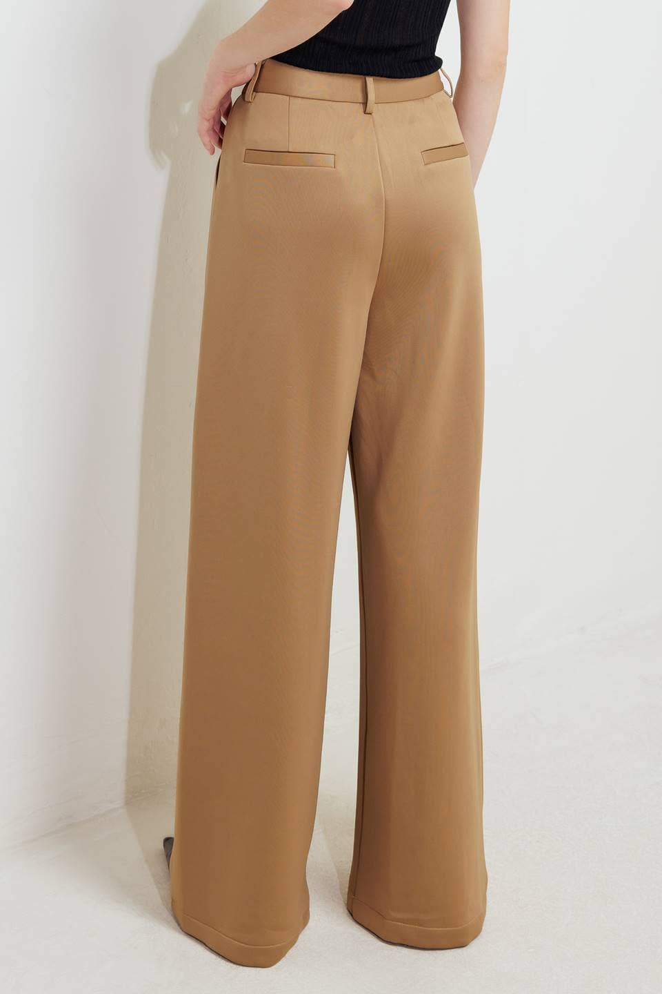 Solid Camel Trouser Pant