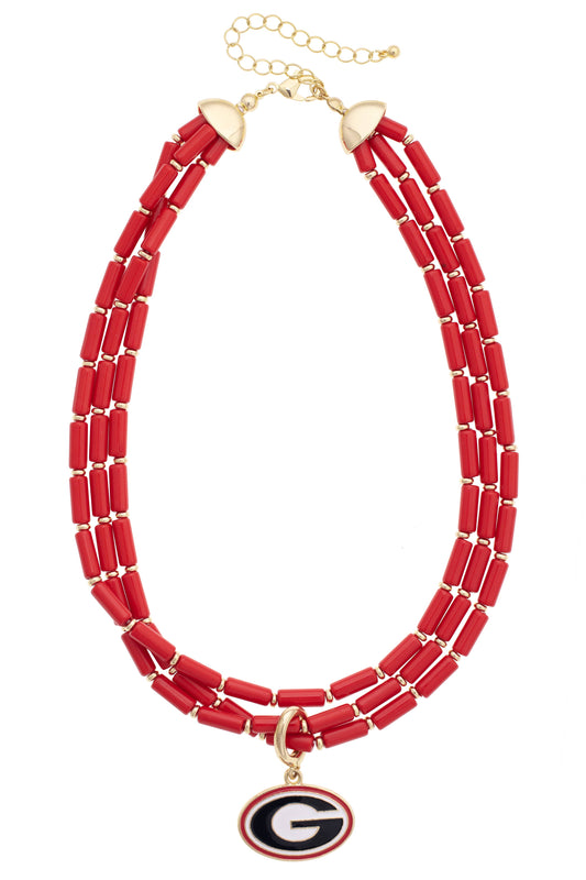 Georgia Bulldogs Multi-Strand Beaded Logo Necklace