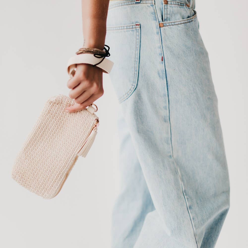 Rome Raffia Clutch Card Wallet Wristlet