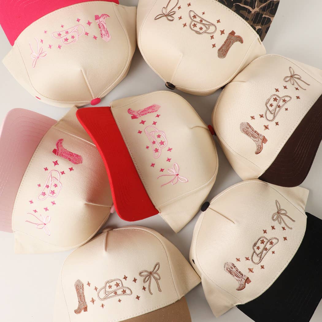 Coquette Western Embroidery Two-Tone Trucker Hat