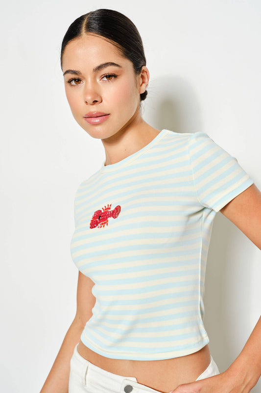 ZANDRA LOBSTER BEADED TEE