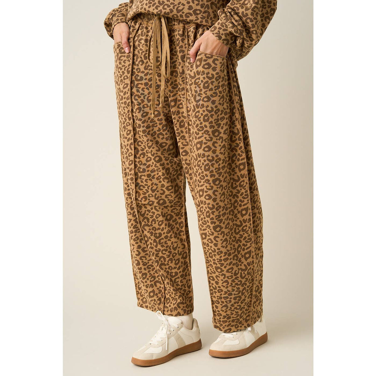 Leopard Print Pull On Barrel Pants