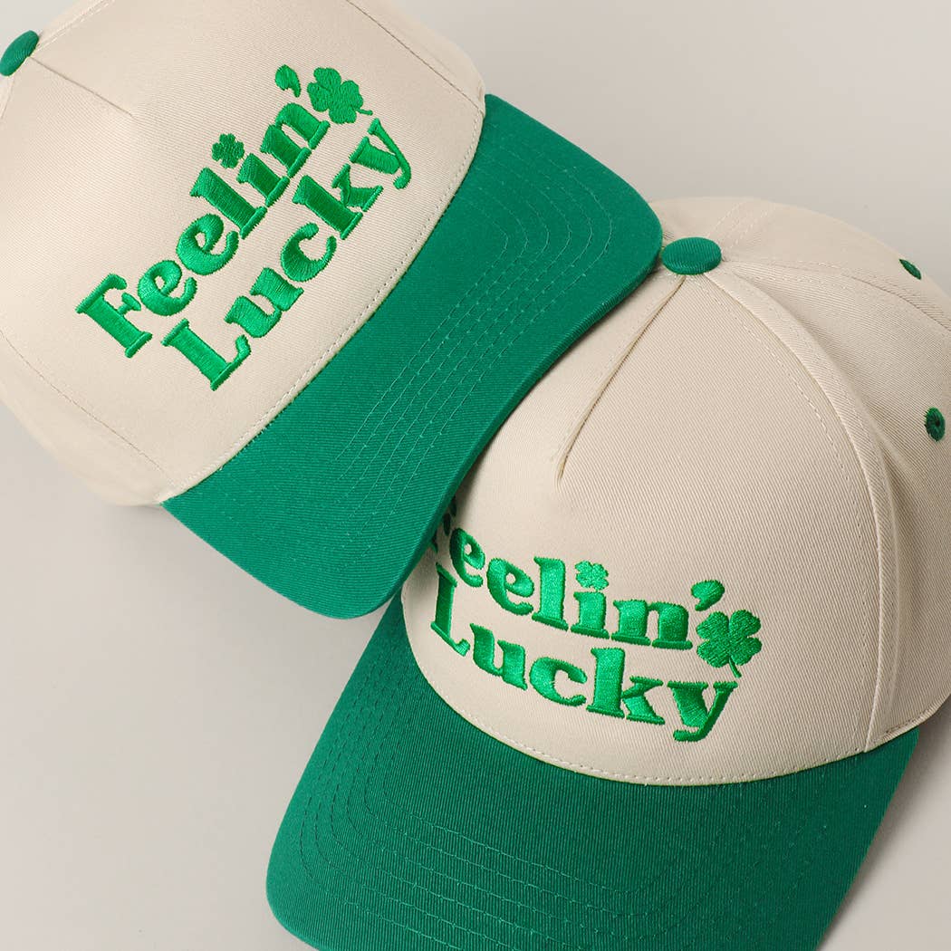 Feelin’ Lucky Embroidery Two-Tone Trucker Hat