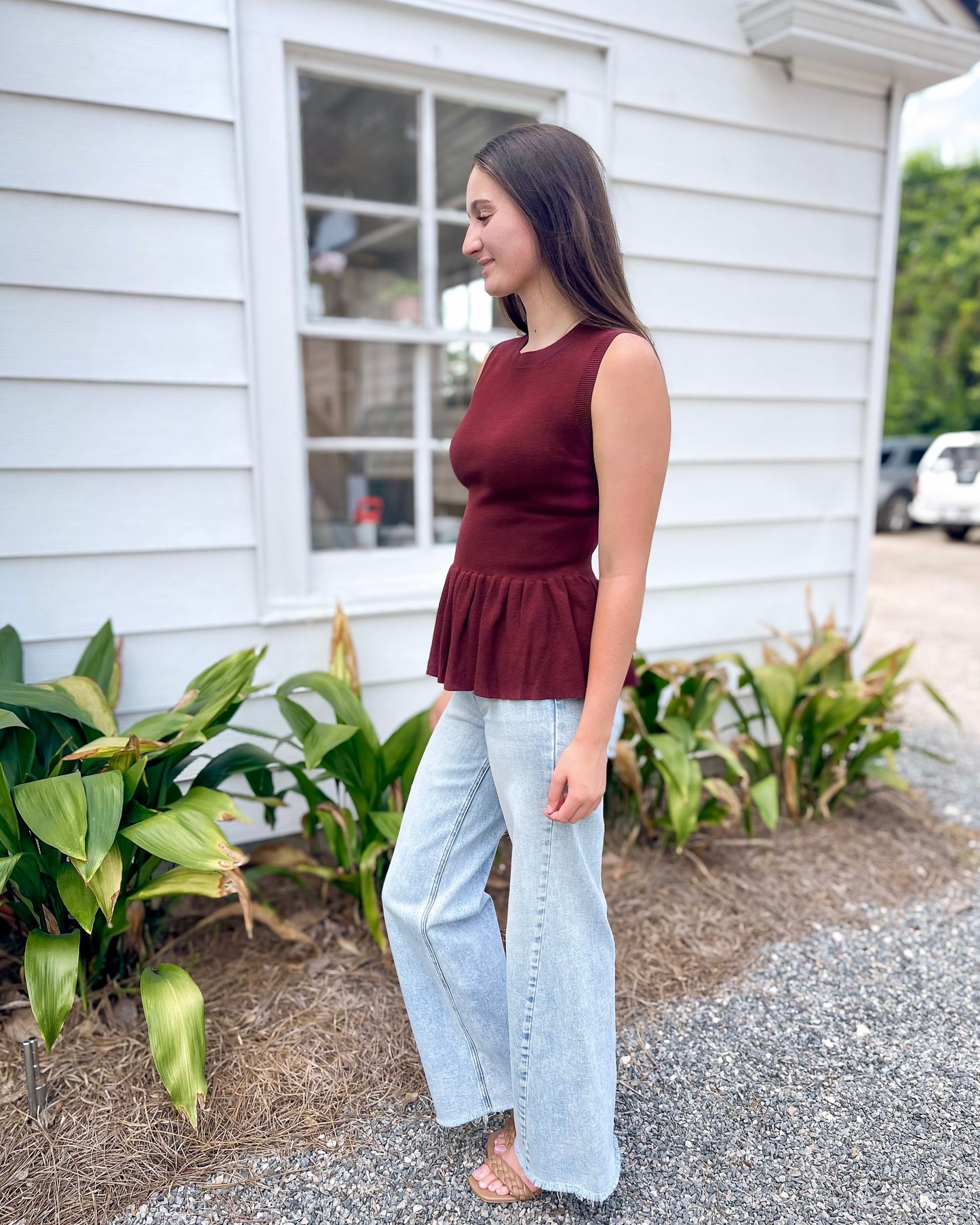 Maroon Sweater Knit Top