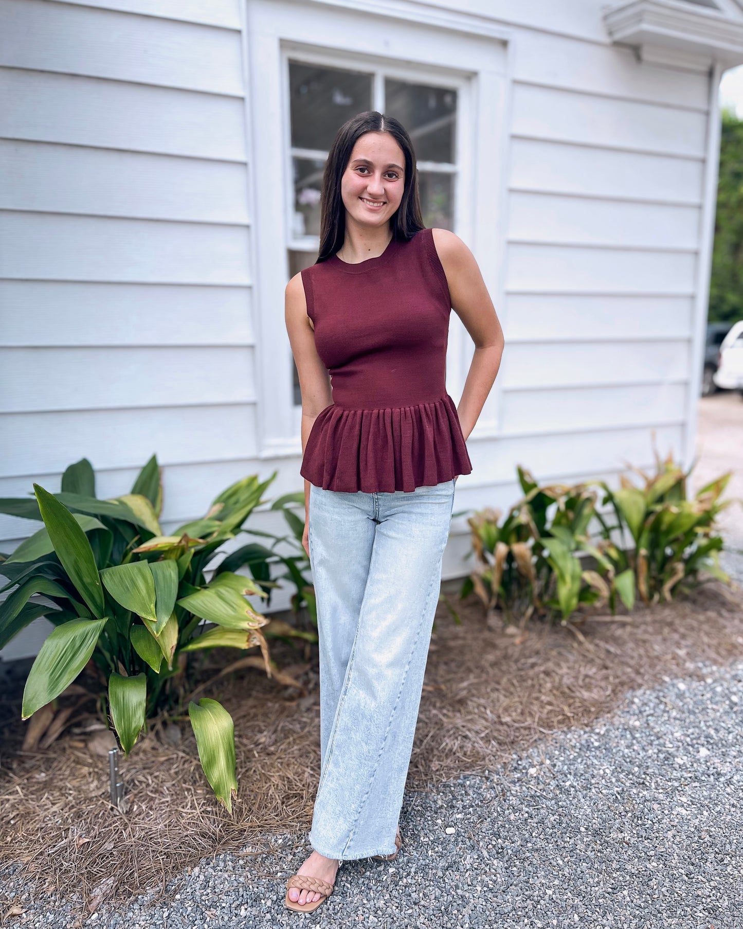 Maroon Sweater Knit Top