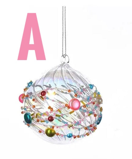 *FINAL SALE* Beaded Glass Ornament