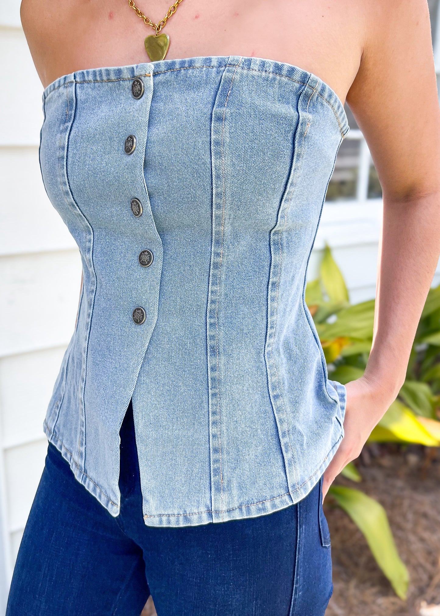 *FINAL SALE* Indigo Washed Denim Top