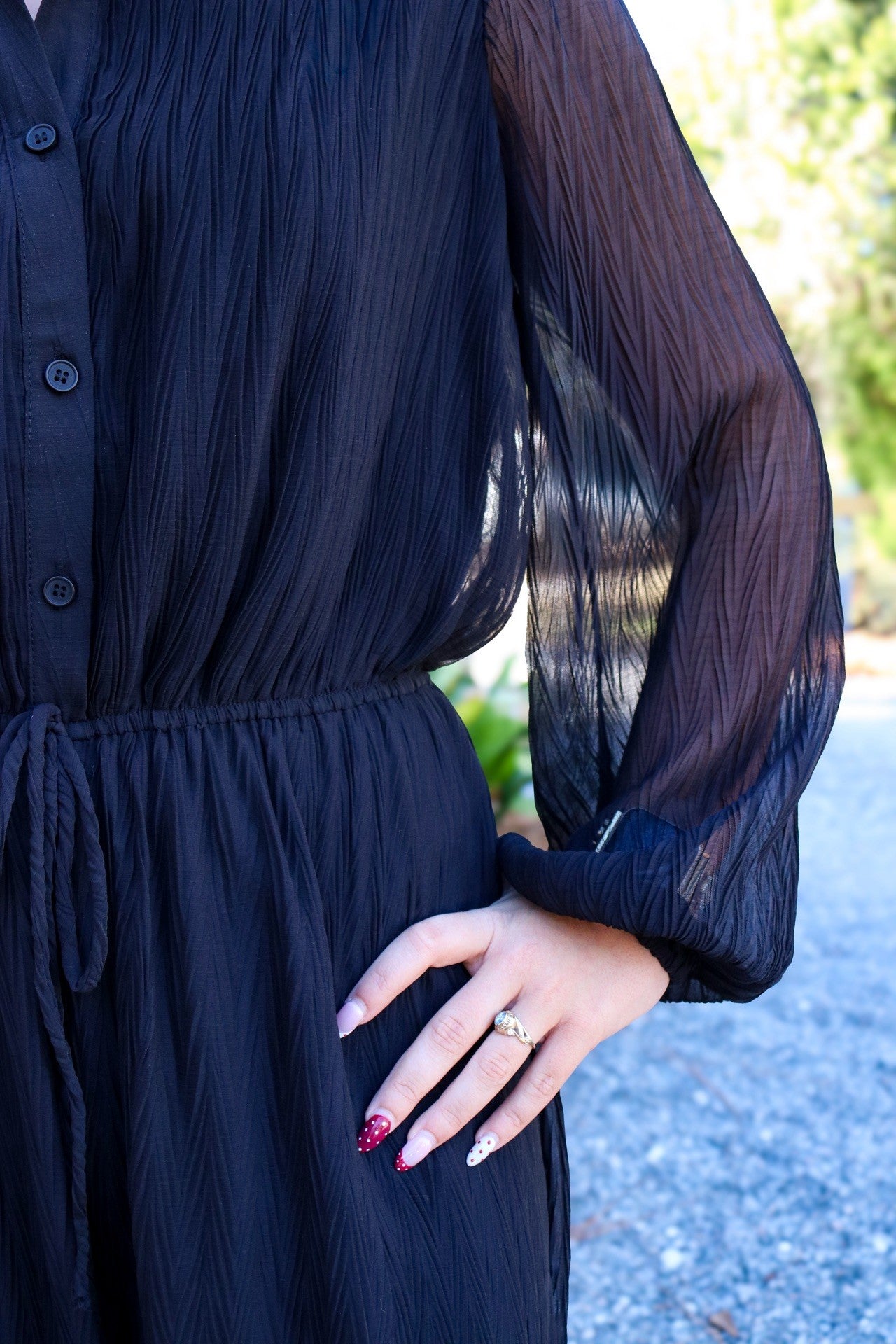 Gathering Button Up Jumpsuit