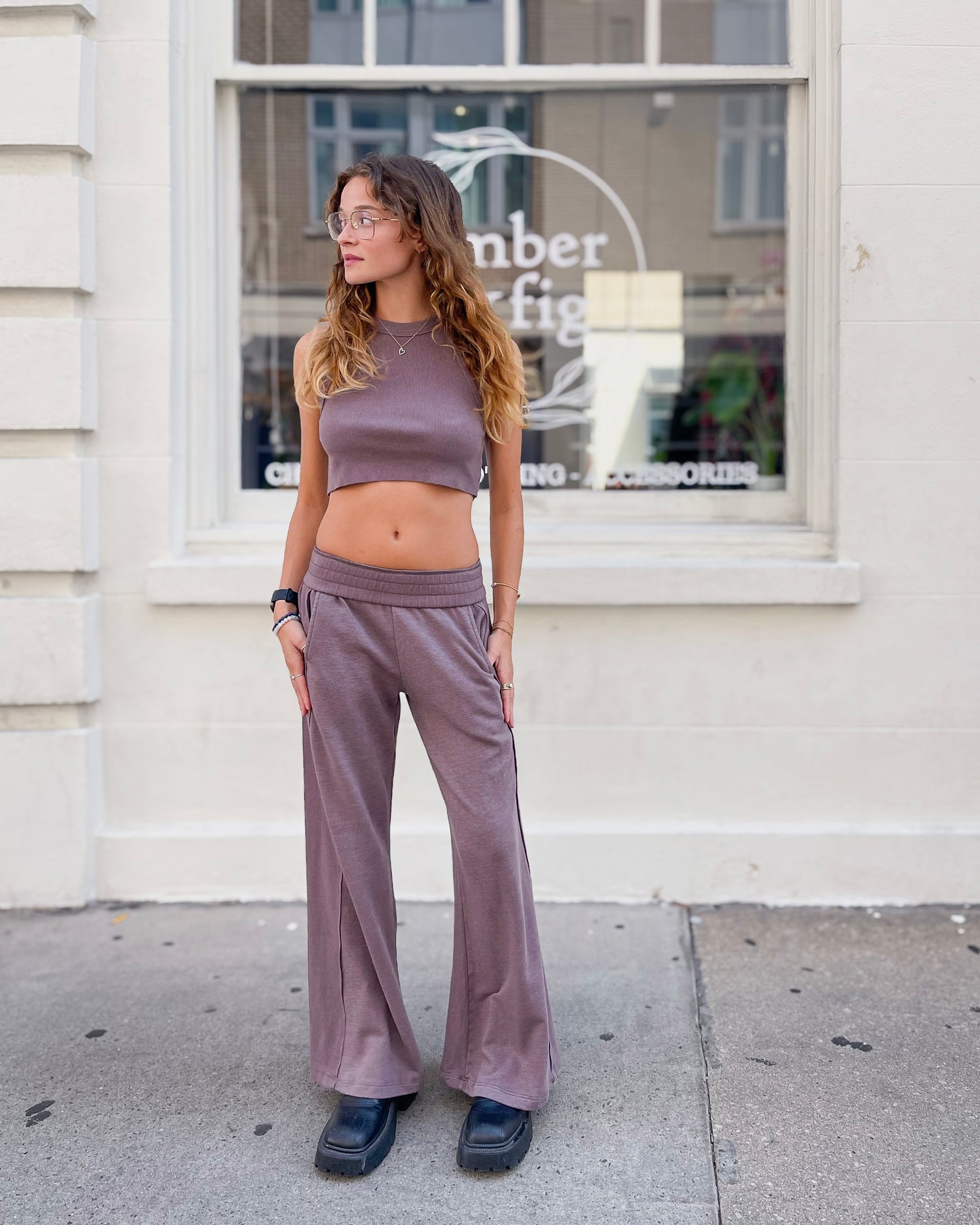 Mineral Wash Halter Neck Crop Tank