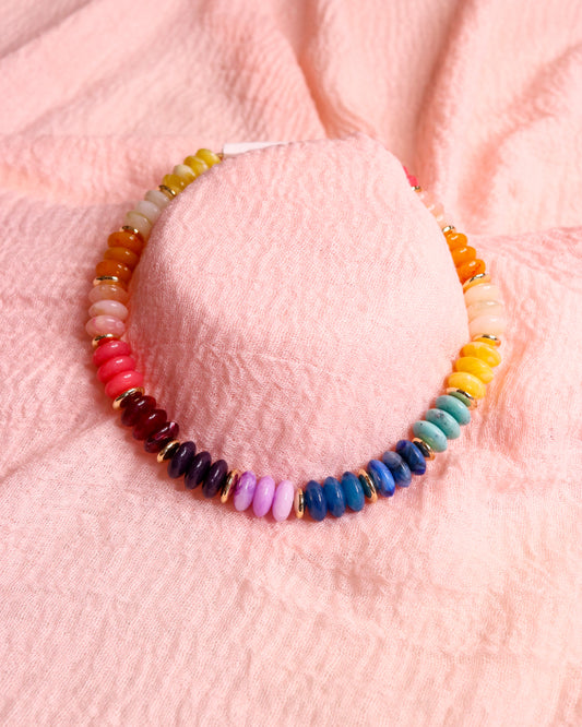 Marbleized Rondelle Stone Necklace