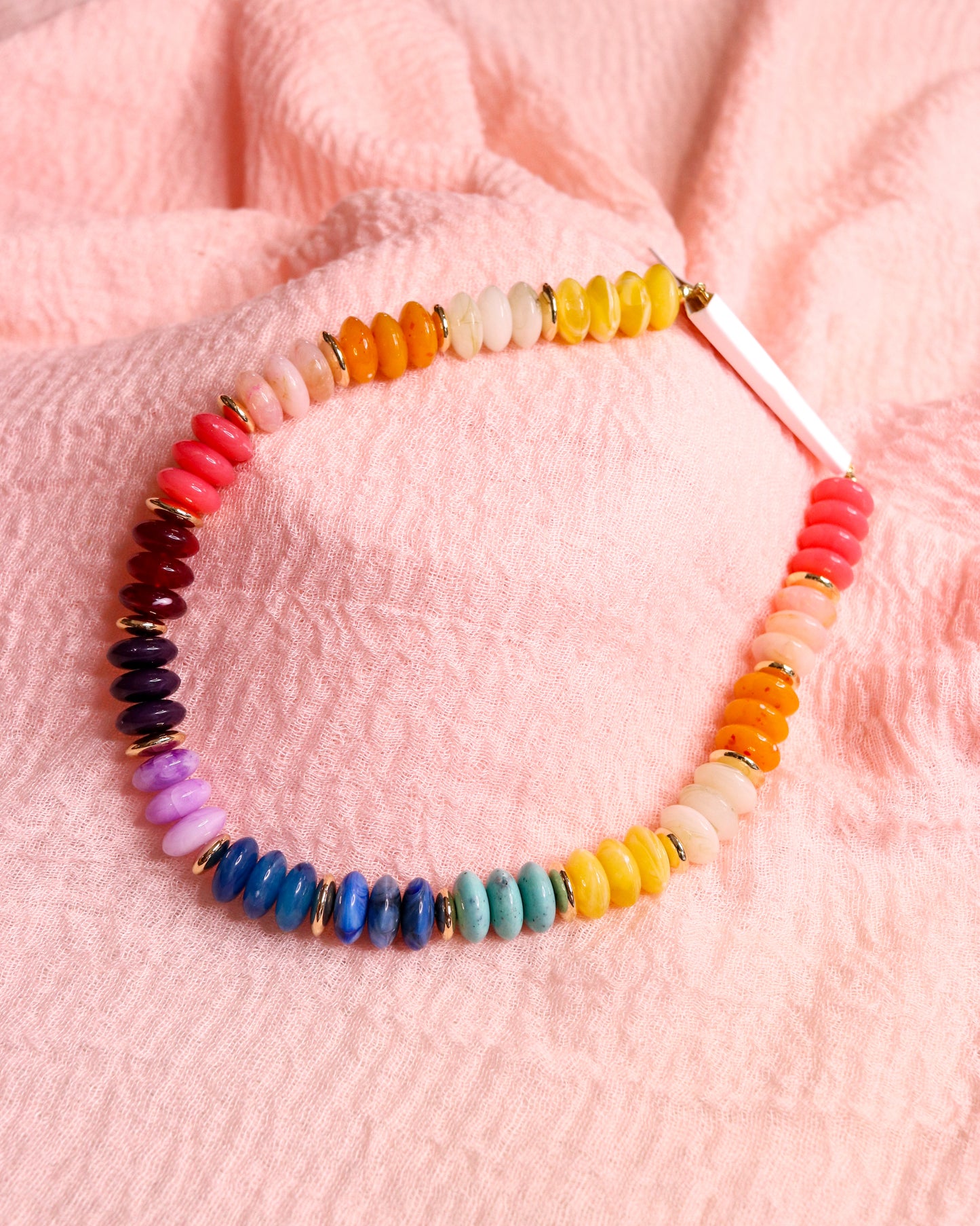 Marbleized Rondelle Stone Necklace