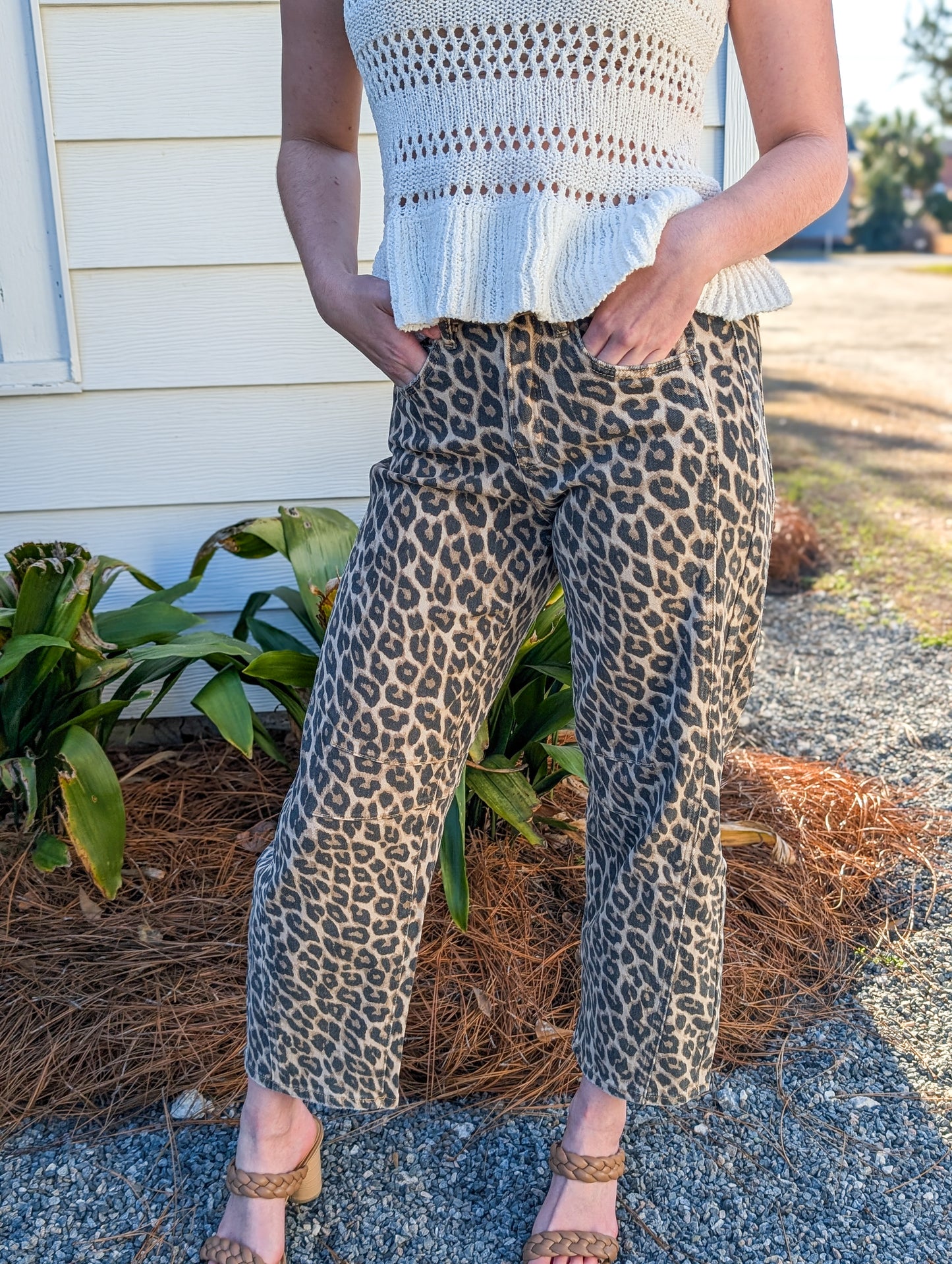 High Rise Leopard Print Barrel