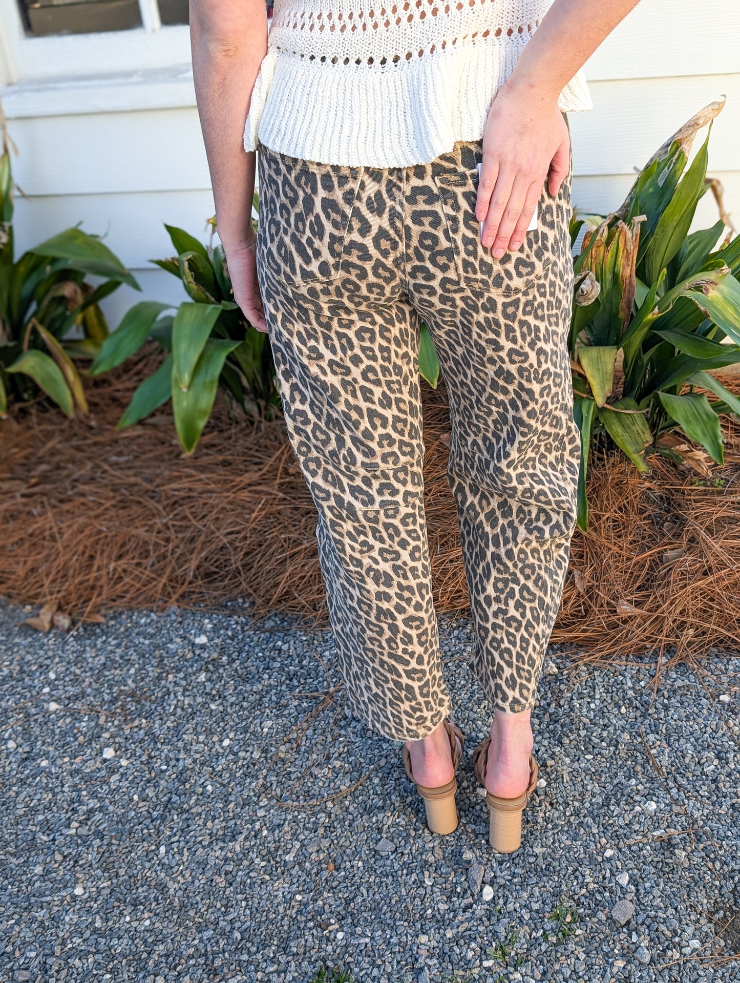 High Rise Leopard Print Barrel