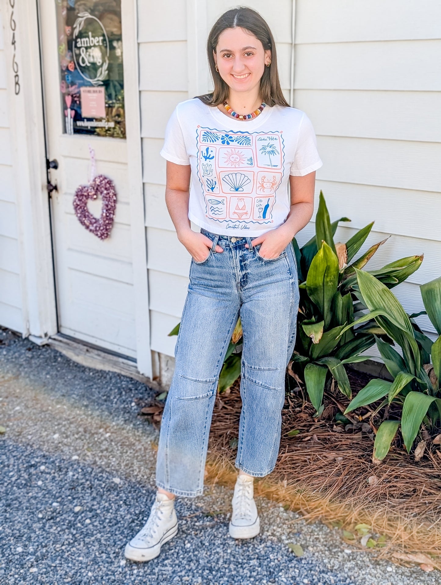 Coastal Vibes Graphic Crop Top