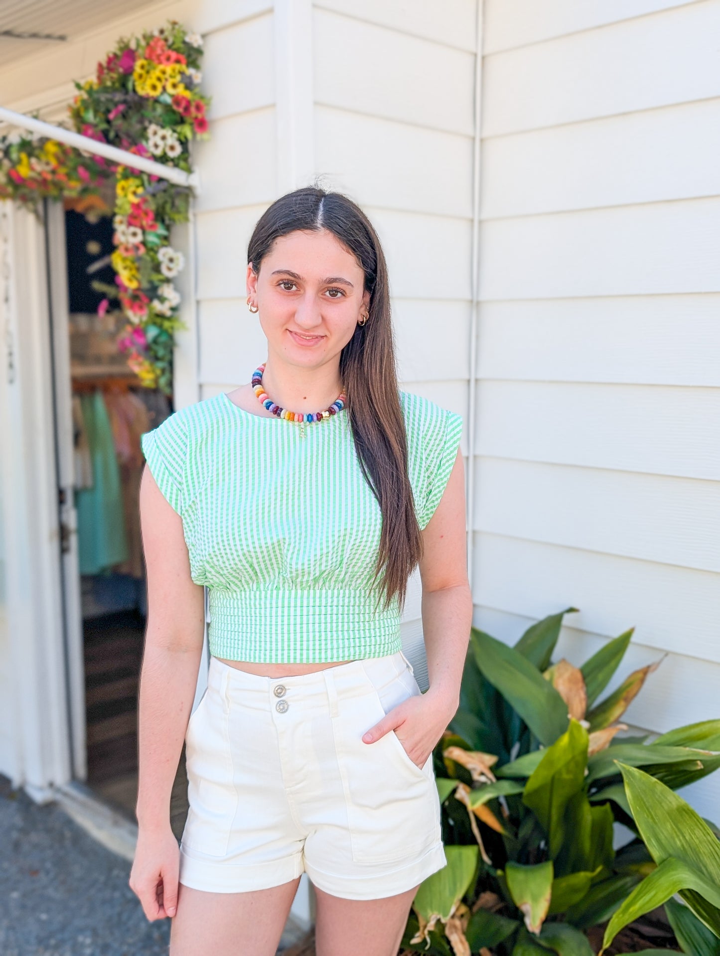 White Denim High Rise Cuffed Shorts