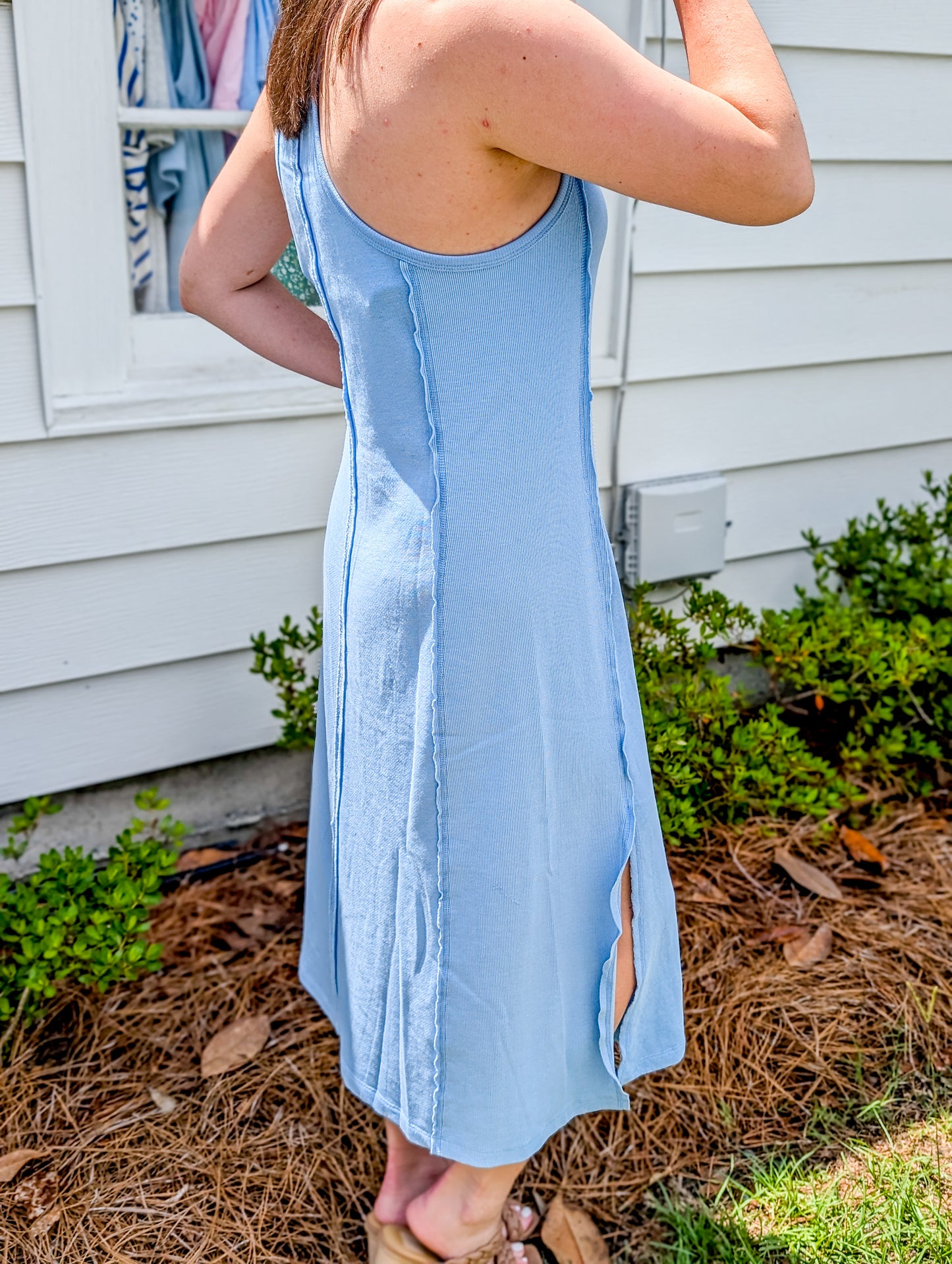 CP Terry Matching Rib Straight Line Summer Dress
