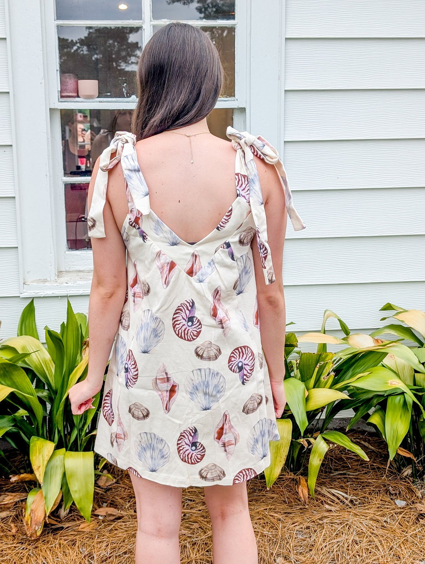 Shell Tie Strap Mini Dress