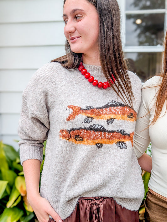 Trout Graphic Knit Sweater