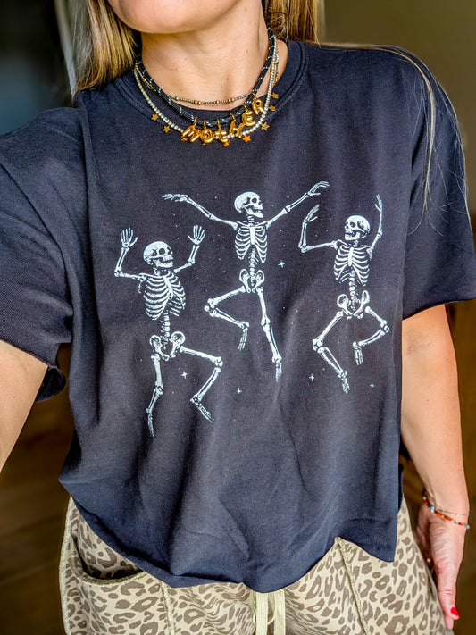 Dancing Skull Vintage Graphic Crop Top
