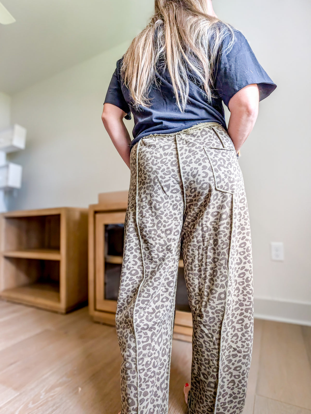 Leopard Print Pull On Barrel Pants