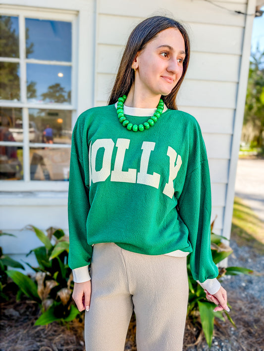 “Jolly” Ringer Cloudy Knit Sweatshirt