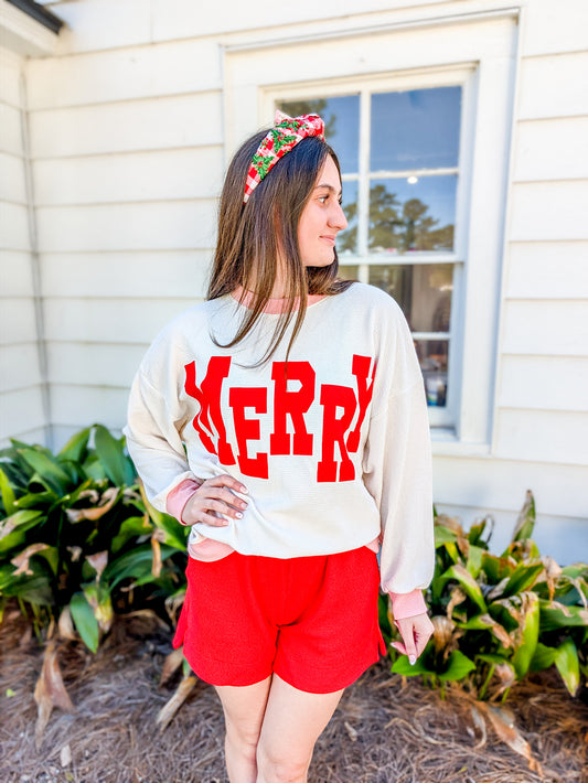 Merry Mismatched Cloudy Knit Ringer Top