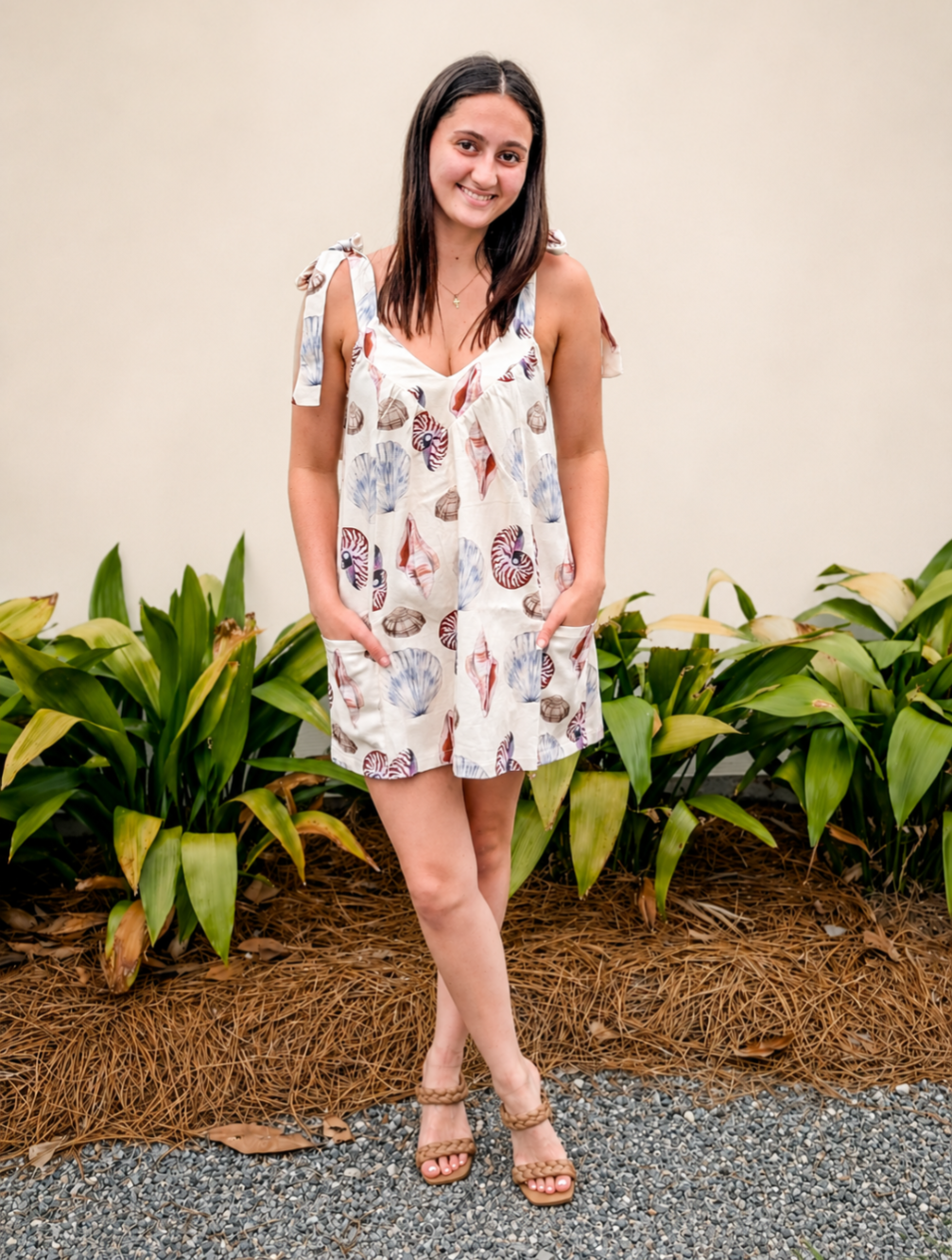 Shell Tie Strap Mini Dress