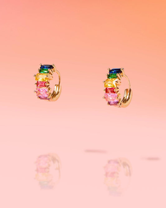 Dainty Huggie Hoop Multicolor 18k Gold Plated Hoop