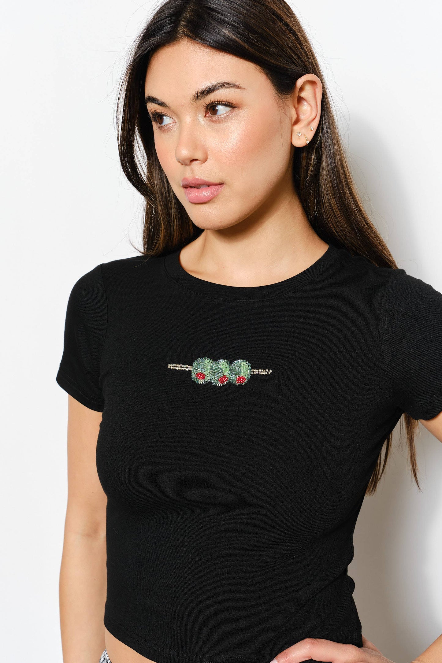Olives Bead Tee- Playful, Trendy, Cute