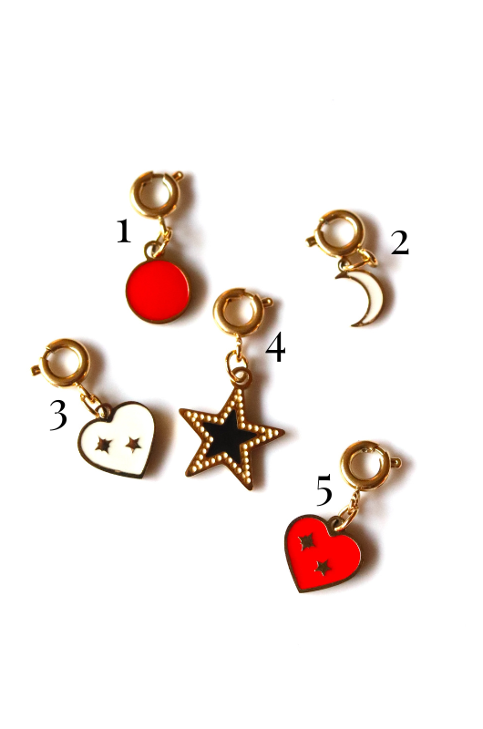 Stainless Steel Red and Black Collection Charms