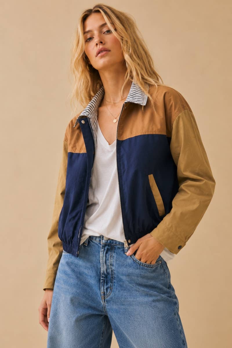 The Coastal Colorblock Bomber Jacket