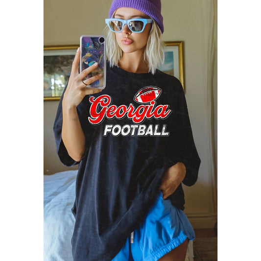 Mineral Wash Georgia Football Graphic Oversized Tee