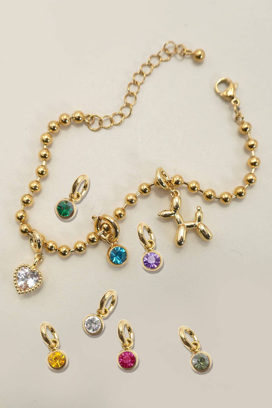 Charms 18K Brass Cubic Zirconia Birthstone Charm