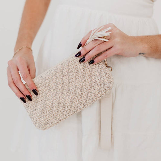 Rome Raffia Clutch Card Wallet Wristlet
