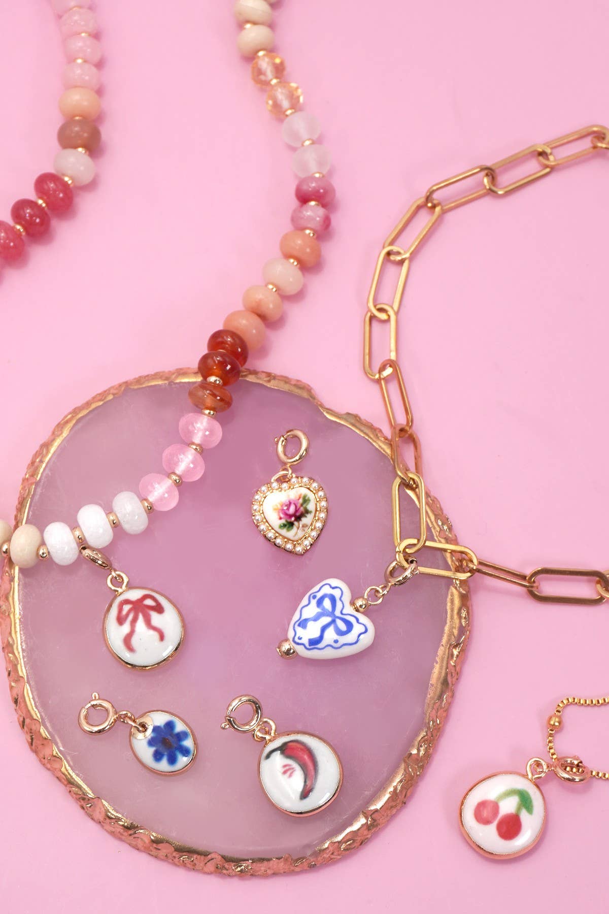 Charm Porcelain With Spring Ring Clasp