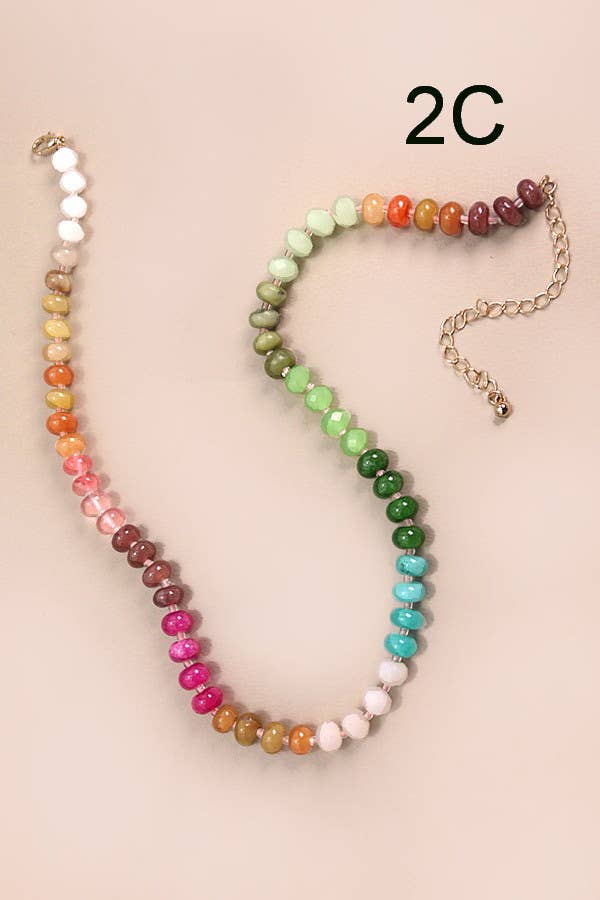 Natural Agate Glass Semi Precious Beaded Necklace