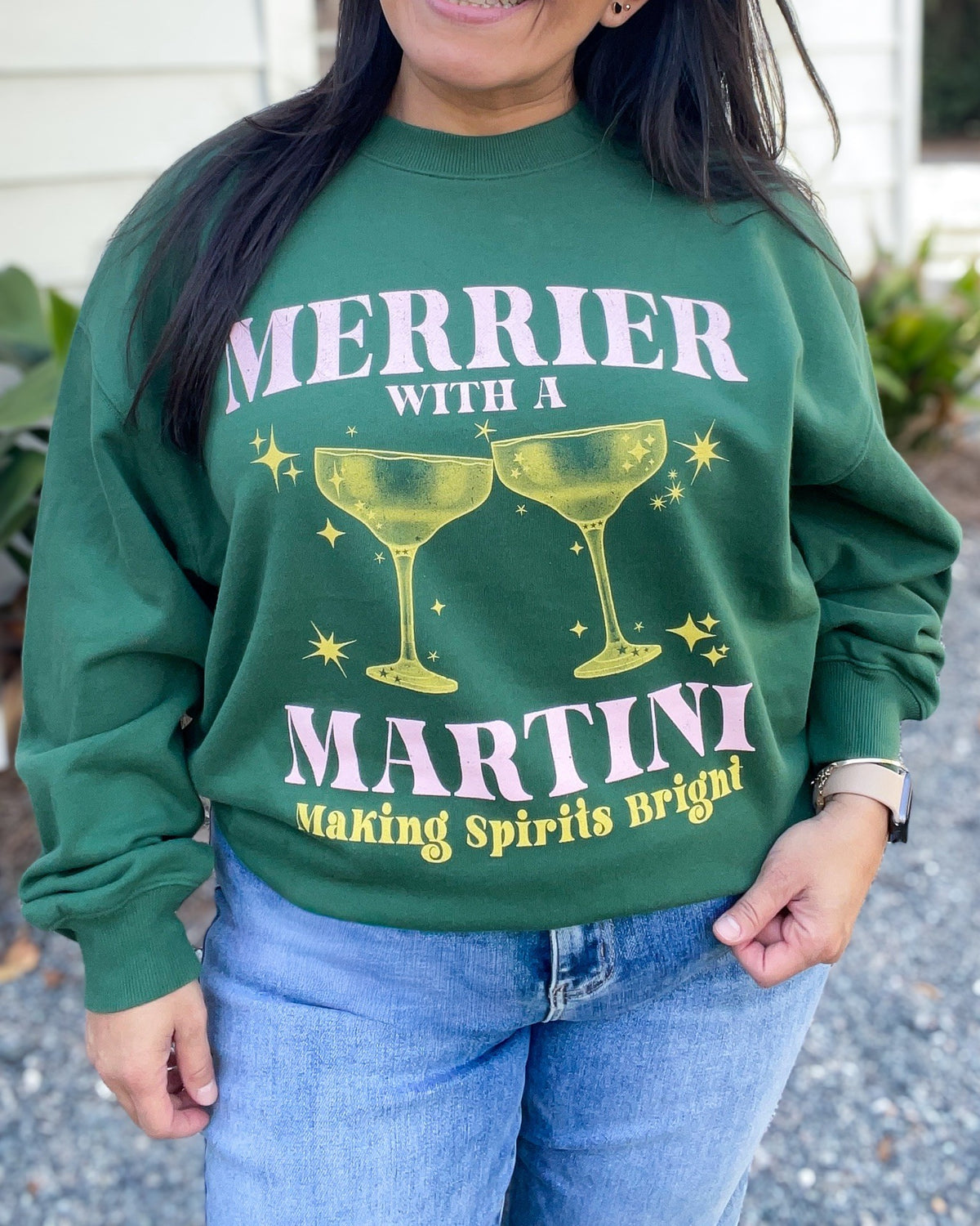 “Merrier With A Martini” Graphic Sweatshirt